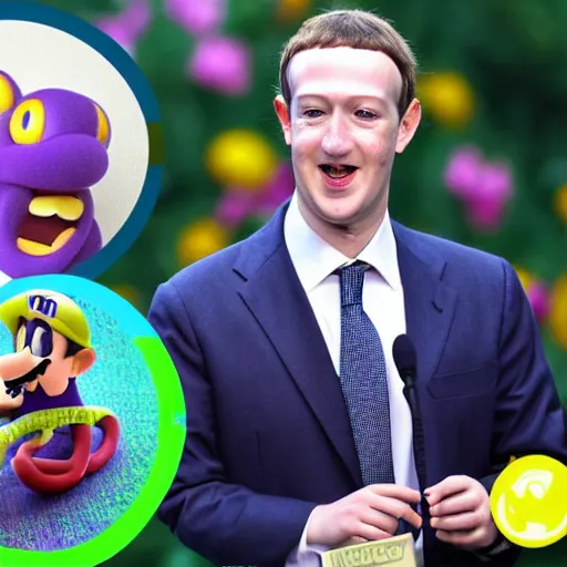 Image similar to Mark Zuckerberg as Waluigi