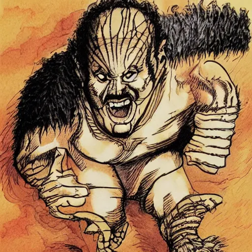 Image similar to danny devito in berzerk, art by kentaro miura