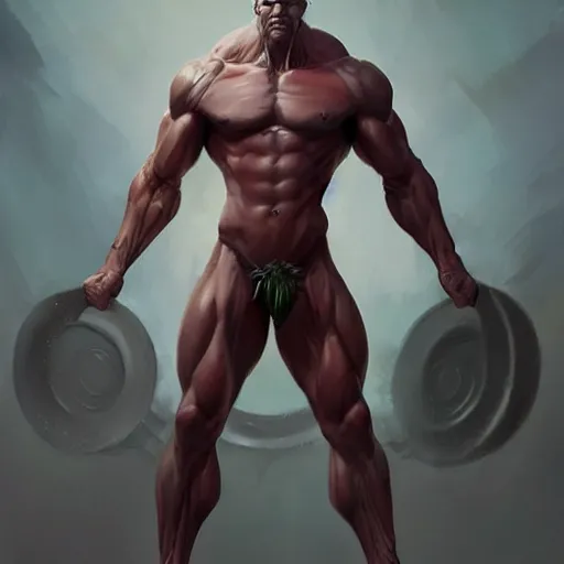 Image similar to very muscular man, mutant, translucent skin, full body, painted by stanley lau, painted by greg rutkowski, painted by stanley, artgerm, masterpiece, digital art, trending on arts