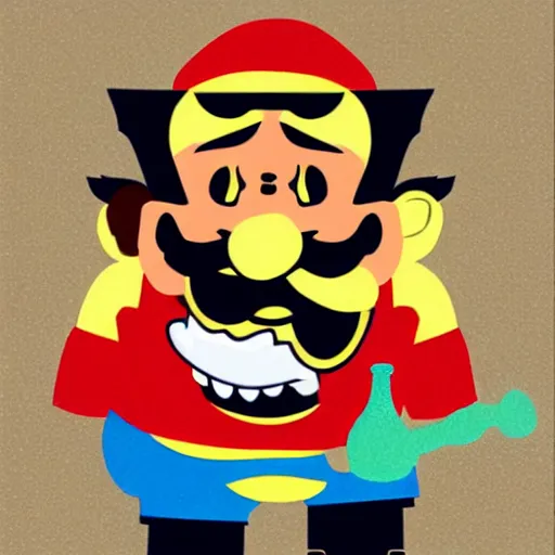 Image similar to wario eating a hot dog stencil art