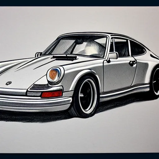Image similar to pencil sketch of a prosche 9 1 1