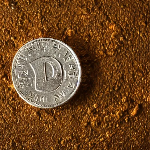 Prompt: macro shot of a coin glued to the floor, 8k, close up on the dirty glue contacting the floor and the coin