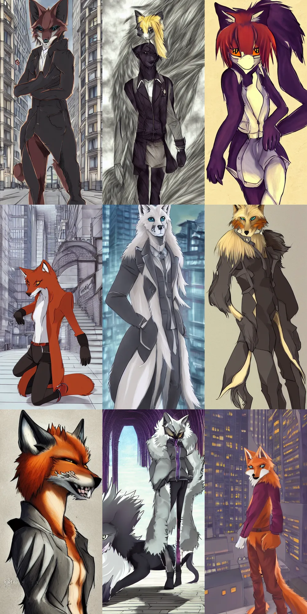 Prompt: gorgeous stylish anthro werefox in the city, fursona furry art commission, anime, fullmetal alchemist, photorealistic, furaffinity, award winning