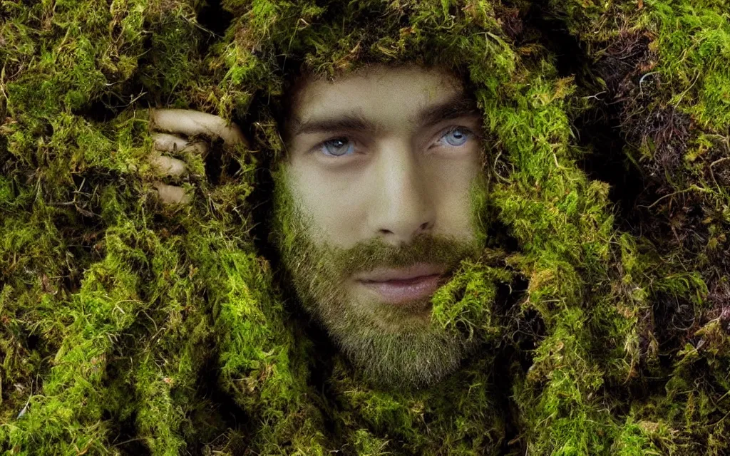 Image similar to I´m the moss man. beautiful, realistic, 4K