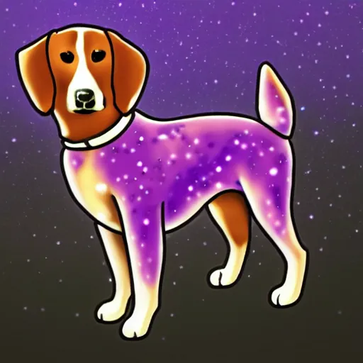 Prompt: a dog made out of purple magic sparkles