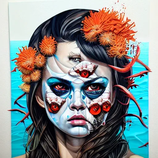 Image similar to horrors in ocean with intricate details by Sandra Chevrier