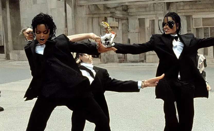 Image similar to michael jackson dancing with a neeble in men in black