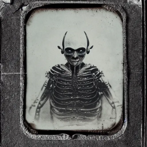 Image similar to a tintype of an angry alien