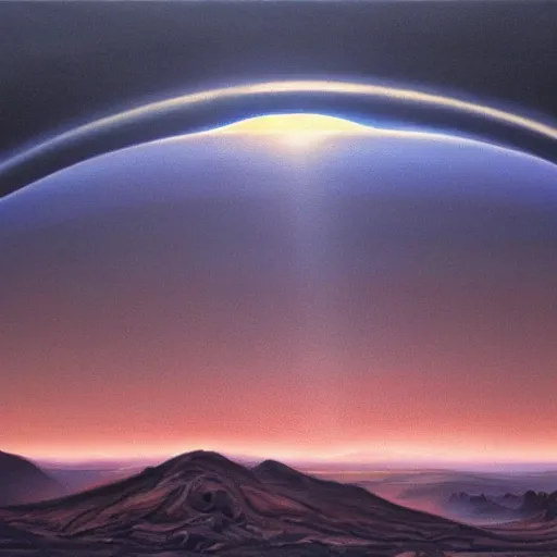 Image similar to beautiful view on hills on mars, sunset, beautiful lightning by hr giger, oil on canvas