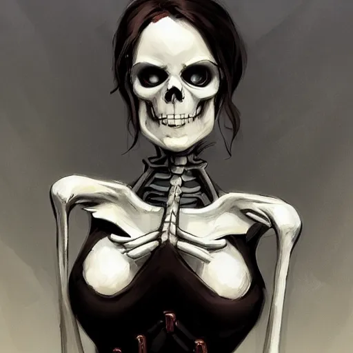 Prompt: portrait of a very cute undead skeleton girl in team fortress 2 style, tragic, elegant, fantasy, hd shot, digital portrait, beautiful, artstation, comic style, by artgerm, guy denning, jakub rozalski, magali villeneuve and charlie bowater