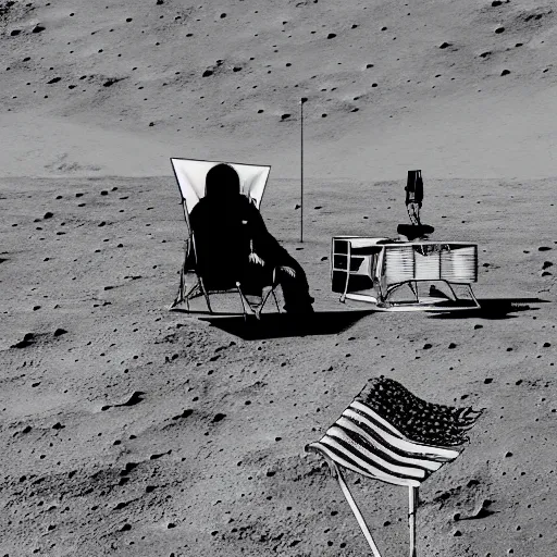 Prompt: An astronaut sitting in a lawn chair on the moon, photo, highly detailed, photorealistic, high quality, 4k