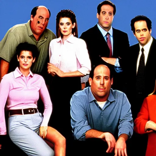 Image similar to The cast of Seinfeld on the office TV show