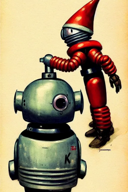 Prompt: ( ( ( ( ( 1 9 5 0 s robot knome b 9 robot lost in space robert kinoshita robby the robot. muted colors. ) ) ) ) ) by jean - baptiste monge!!!!!!!!!!!!!!!!!!!!!!!!!!!!!!