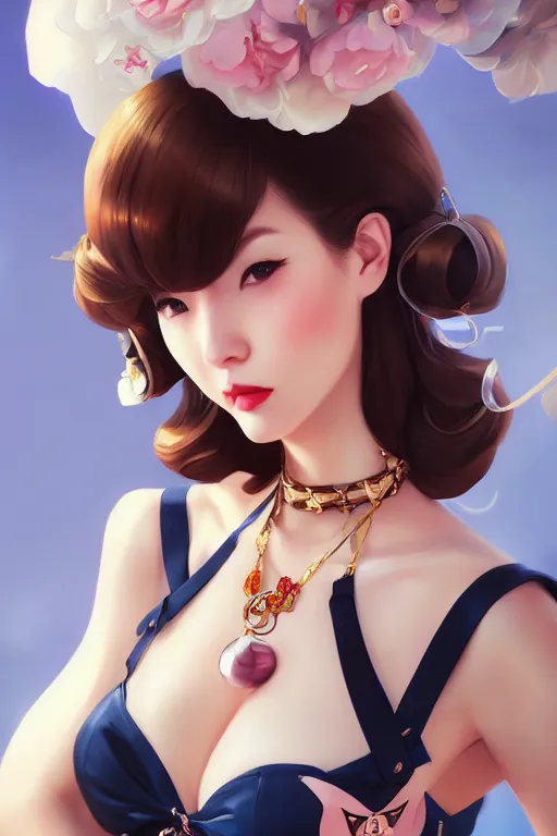 Image similar to a pin up and beautiful fashion charming dreamlke japan girl with lv jewelry, character art, art by artgerm lau and wlop and and ilya kuvshinov and john singer sargent, hyperdetailed, 8 k realistic, symmetrical, frostbite 3 engine, cryengine, dof, trending on artstation, digital art