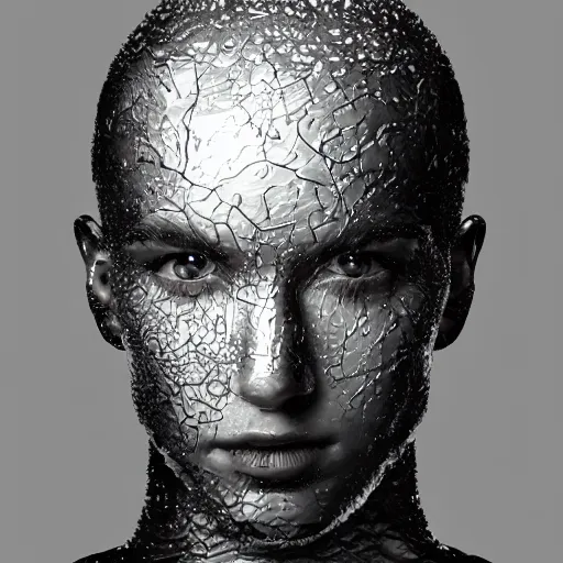 Image similar to water artwork manipulation in a shape of a human head,, ray tracing, sharp focus, realistic water, long shot