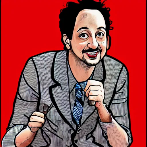 Prompt: lin manuel miranda in the style of junji ito