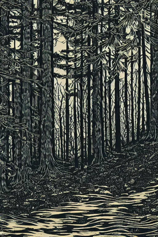 Image similar to a beautiful woodcut print of an english forest, 8 k, frostbite 3 engine, cryengine, dof, trending on artstation, digital art, crepuscular ray, art by valerie lueth and tugboat printshop