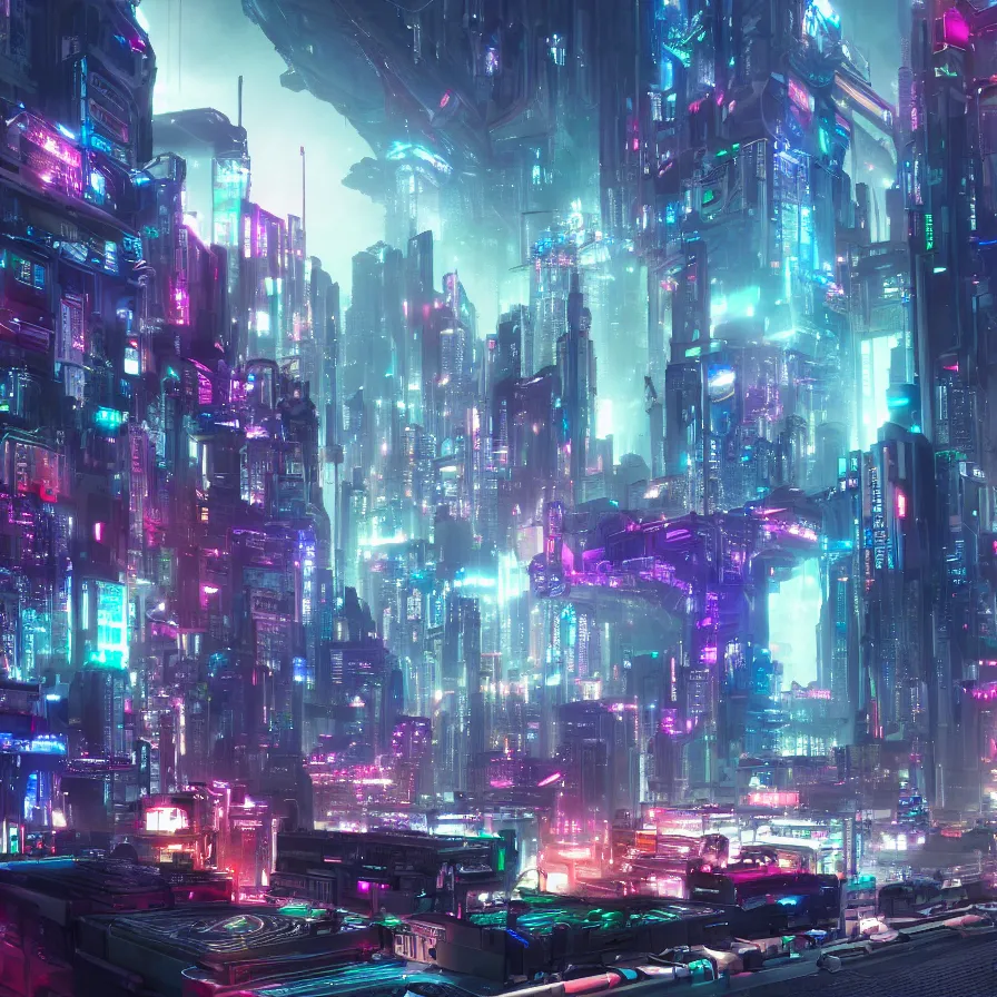 Image similar to a cybernetic dj performing in a cyberpunk city by juan p. osorio and leon tukker, album cover, beautiful modern colors, 4 k ultra,