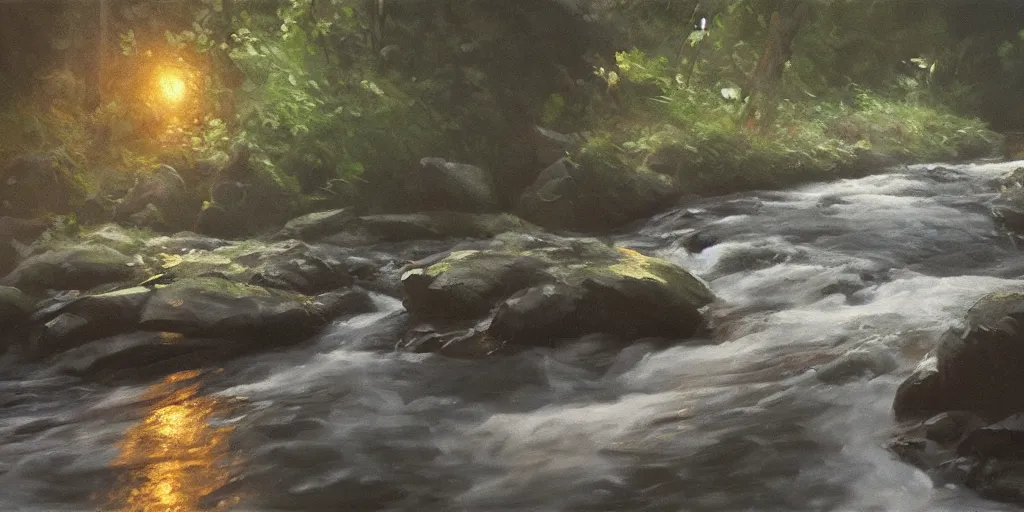 Prompt: a river, cinematic lighting, detailed oil painting, hyperrealistic, 8k