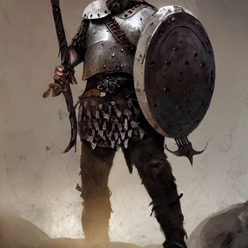 Image similar to rough-skinned, short-bearded undead Viking warrior with ice-pale skin wearing brutalist plate armor with art deco knotwork, by Greg Rutkowski and Brom