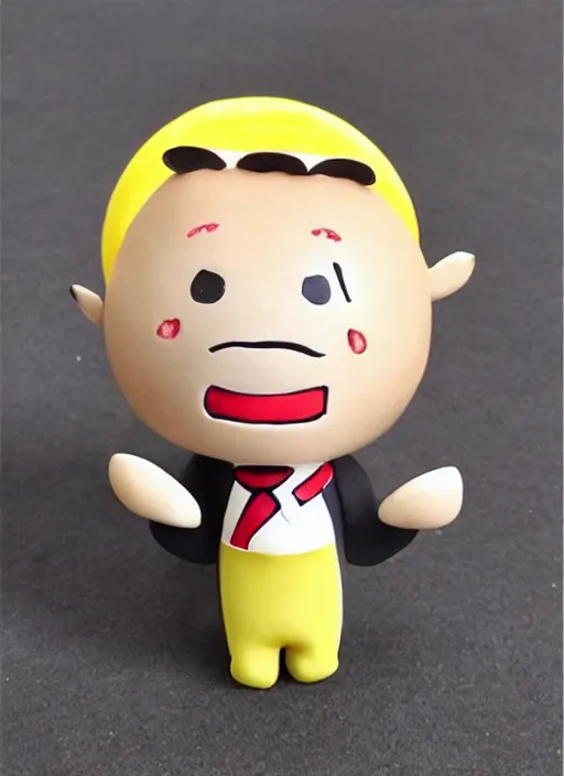 Prompt: money cartoon character with tie, 3 d clay figure, kawaii