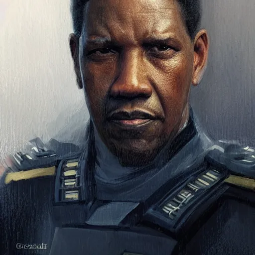 Image similar to portrait of a man by greg rutkowski, he looks like denzel washington, wearing the navy admiral uniform of the corellian confederation, star wars expanded universe, he is about 5 0 years old, highly detailed portrait, digital painting, artstation, concept art, smooth, sharp foccus ilustration, artstation hq