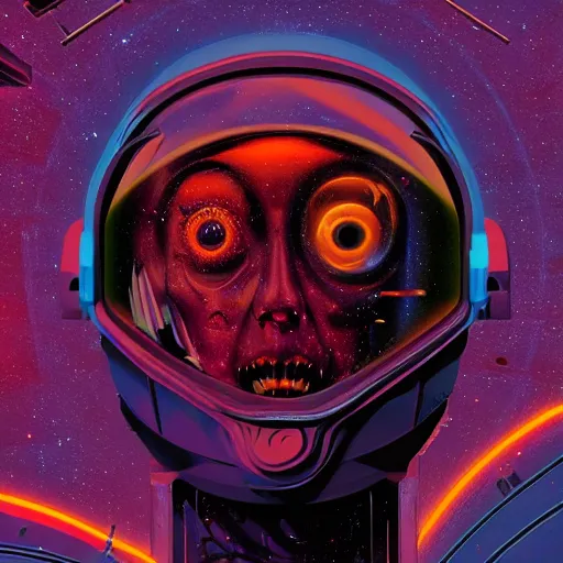 Prompt: astronaut, horror poster 9 0 s, cosmic horror, abstract, ghostly, arcade, duotone, poltergeist, lets get weird, intricate, elegant, highly detailed, award winning artstation, smooth, sharp focus, raytracing, unreal engine 5, art by beeple and mike winkelmann, ultraviolet colors,