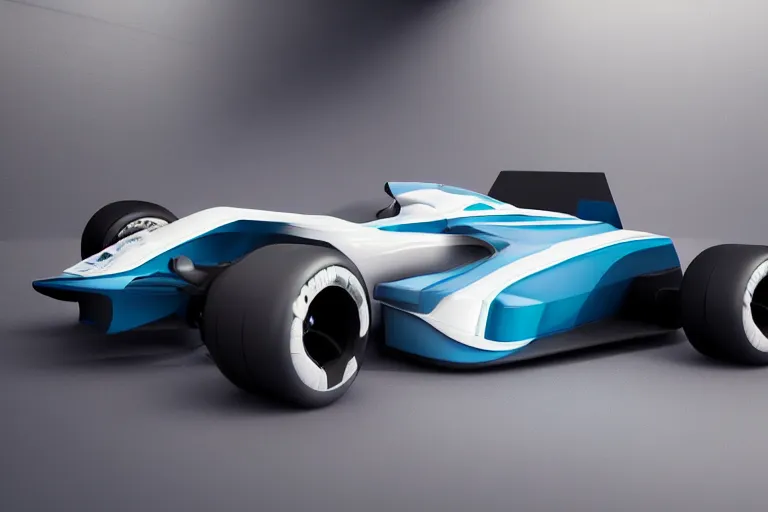 f 1 car, futuristic, cybernetic, metal, white blue, Stable Diffusion