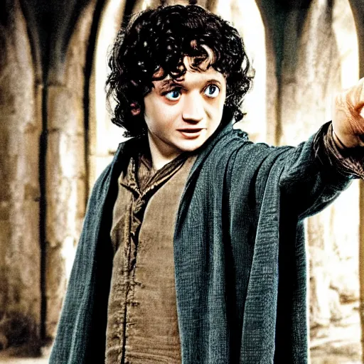 Image similar to frodo baggins in hogwarts