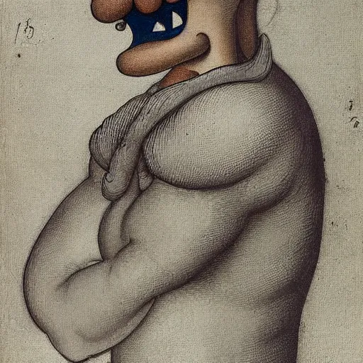 Image similar to waluigi by hans baldung,