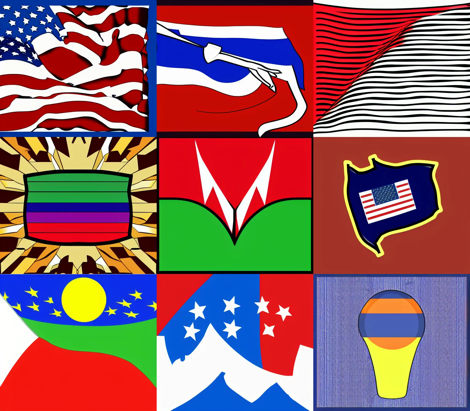 Prompt: the worst flag ever designed, vector image, flat colors, wikimedia