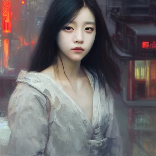 Image similar to jisoo of blackpink, hyperrealistic portrait, bladerunner street, art of elysium by jeremy mann and alphonse mucha, fantasy art, photo realistic, dynamic lighting, artstation, poster, volumetric lighting, very detailed face, 8 k, award winning