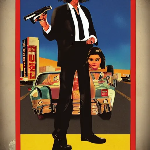 Prompt: pulp fiction in style by mark shagal