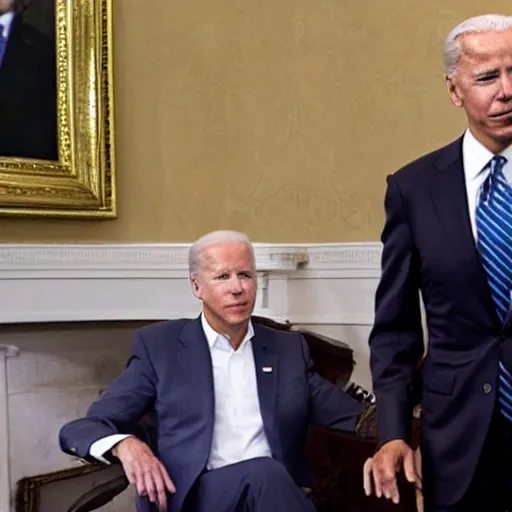 Image similar to joe biden looking in the mirror and seeing barack obama as his reflection, award winning photograph