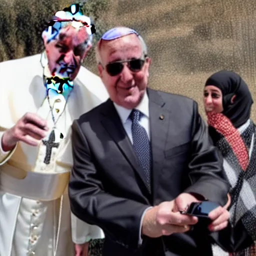 Prompt: Isis taking a selfie with the pope , professional photograph 8000 BC