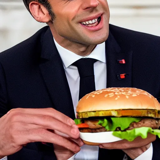 Image similar to emmanuel macron eating burger