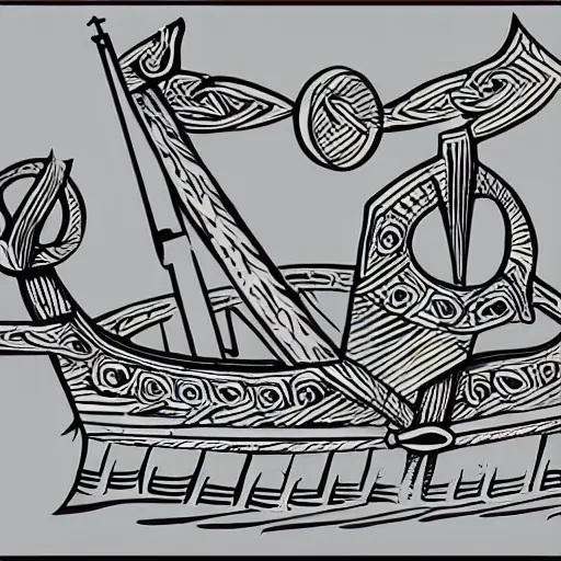 Image similar to viking ship line art, graphic tees