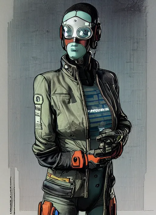 Prompt: cyberpunk traffic cop in reflective gear. dystopian. portrait by mœbius and will eisner and gil elvgren and pixar. realistic proportions. cyberpunk 2 0 7 7, apex, blade runner 2 0 4 9 concept art. cel shading. attractive face. thick lines.