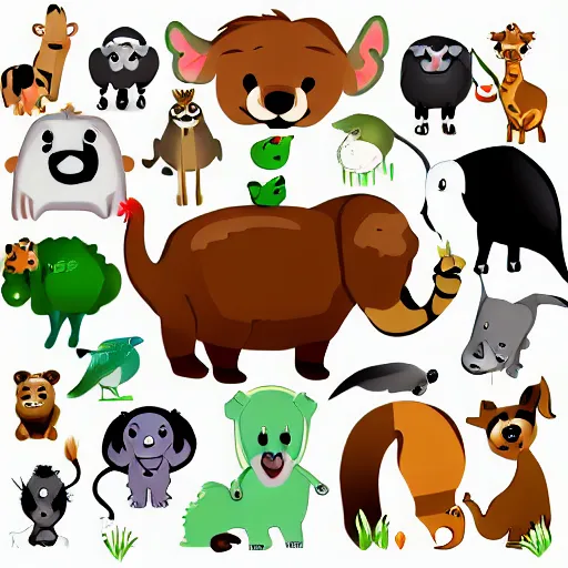 Prompt: animals clipart round