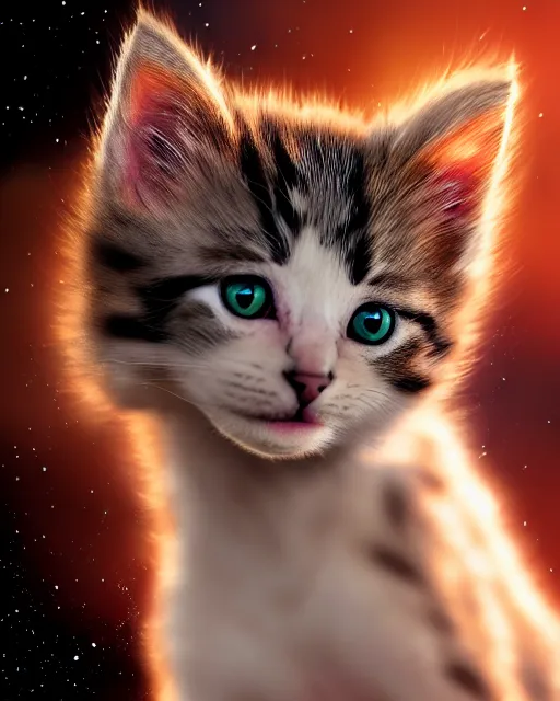 Image similar to a kitten on a rocket, photo, ultra detail, photoreal, professionally retouched, soft moonlight lighting, shiny plastic bikini, realistic, smooth face, goddess, luscious lips, perfect eyes, wide angle, sharp focus on eyes, 8 k high definition, insanely detailed, intricate, elegant, art by artgerm and wlop