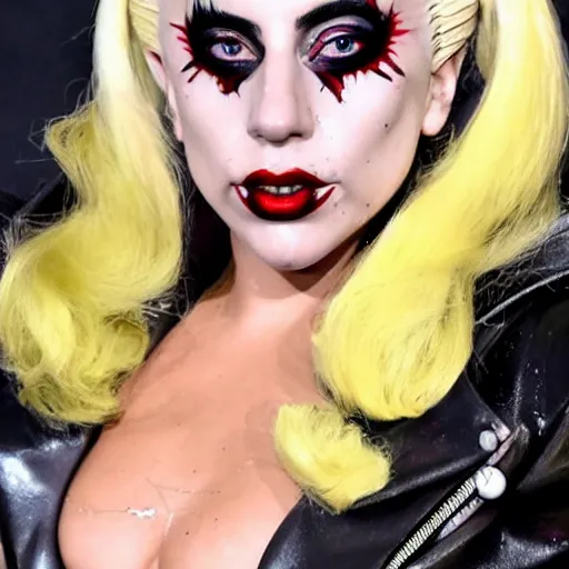 Image similar to lady gaga as harley quinn 4 k detailed super realistic