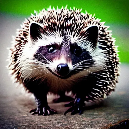 Prompt: “a hedgehog mixed with a raccoon”