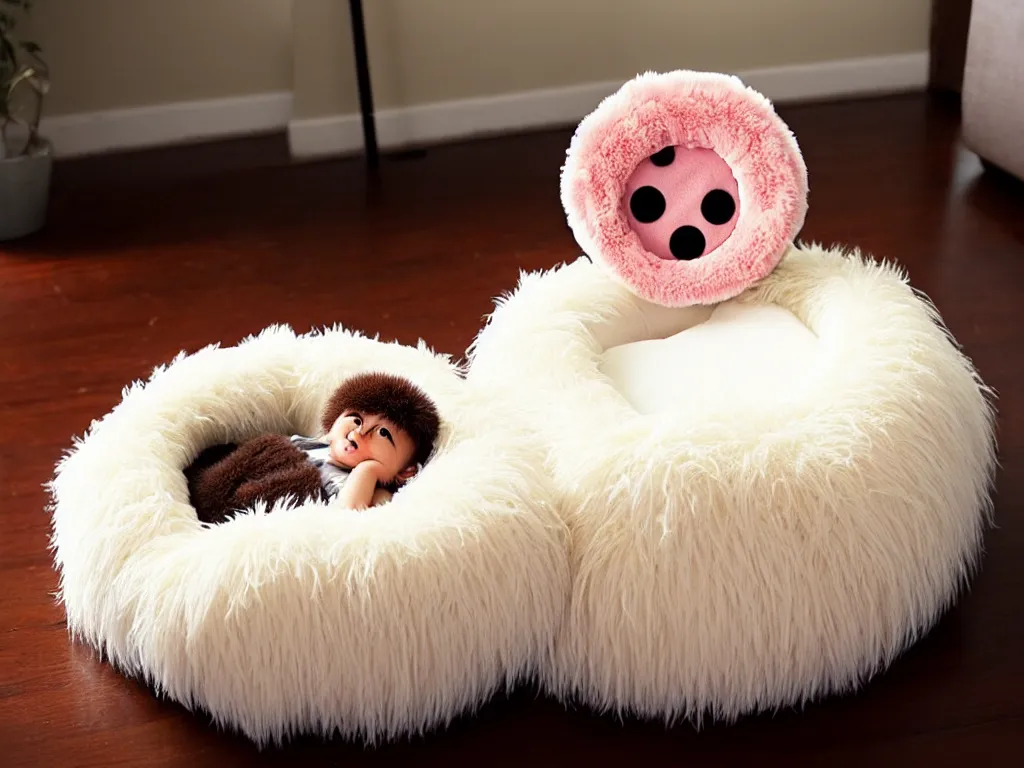 Image similar to a cute fuzzy plush round monster