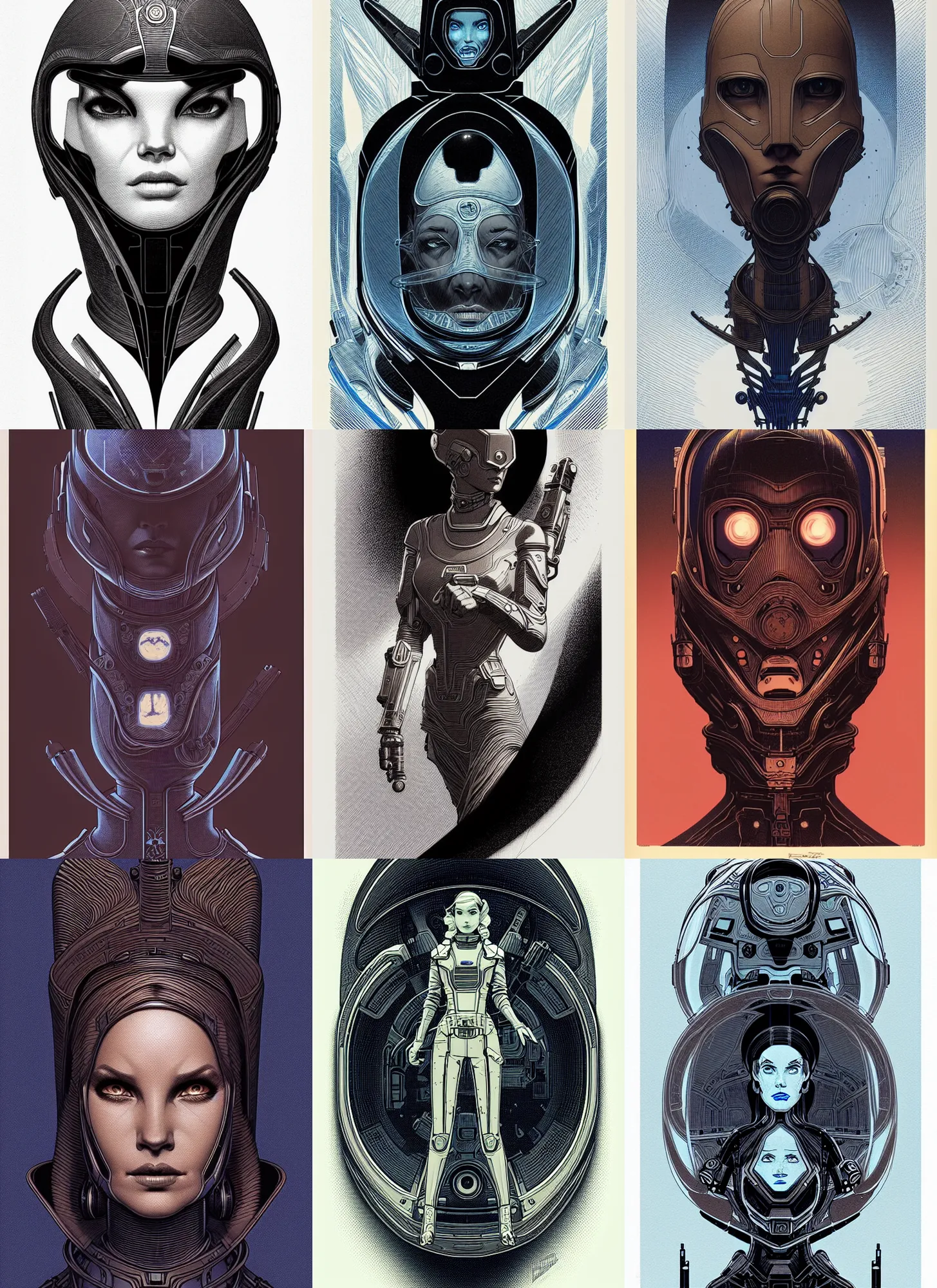 Prompt: portrait soft low light, by killian eng and joe fenton and martin deschambault, simple design concepts, inspired by buck rogers and retro sci - fi, burnt umber and blue, etching, fine, sharp high detail,