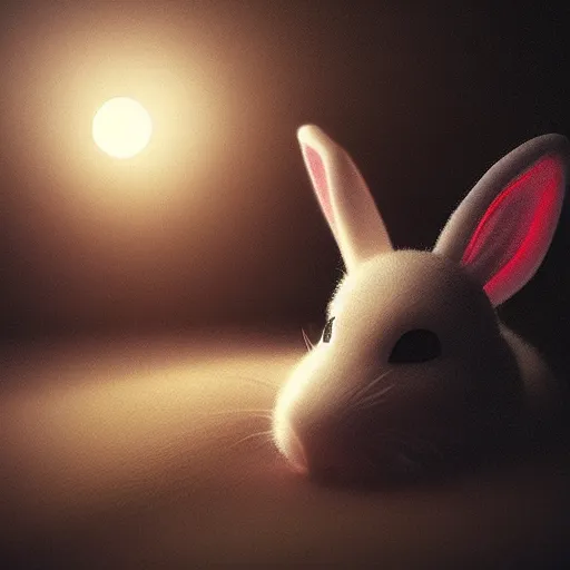 “white bunny with black spots on face, staring at you | Stable ...