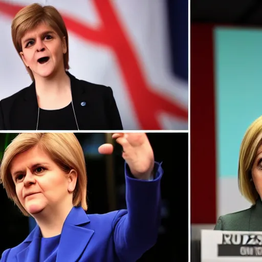 Image similar to First Minister Nicola Sturgeon vs British conservative Mp Liz Truss in street fighter