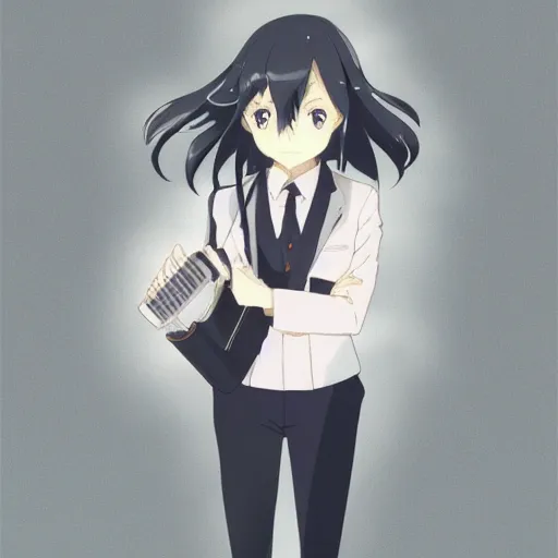 Image similar to a duck wearing a business suit, illustration concept art anime key visual trending pixiv fanbox by wlop and greg rutkowski and makoto shinkai and studio ghibli and kyoto animation symmetrical facial features