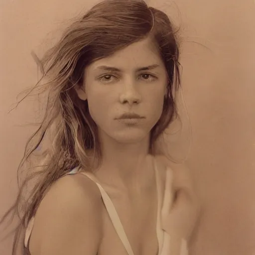 Image similar to half - length portrait of girl, fine art portrait photography by richard avedon