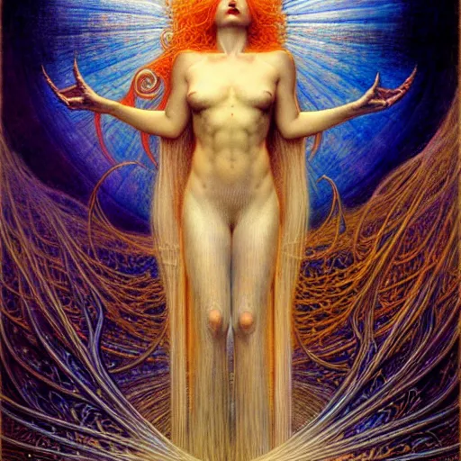 Image similar to Celestial Witch by Jean Delville and Karol Bak