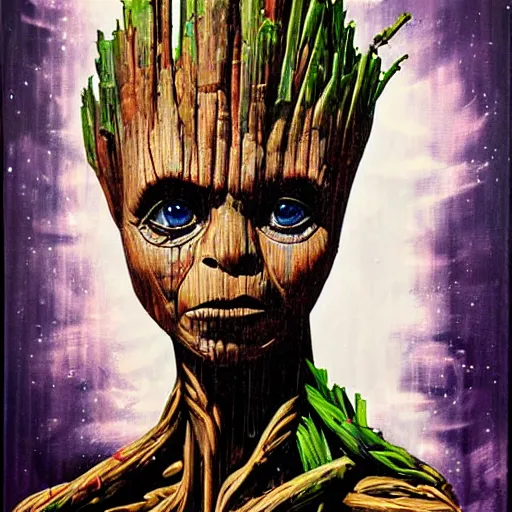 Image similar to portrait of Groot by Sandra Chevrier